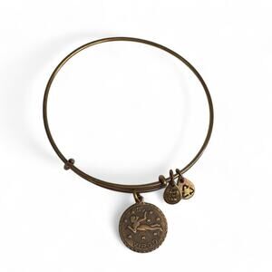 Alex and Ani Virgo Zodiac Charm Bangle Bracelet Antique Gold Tone